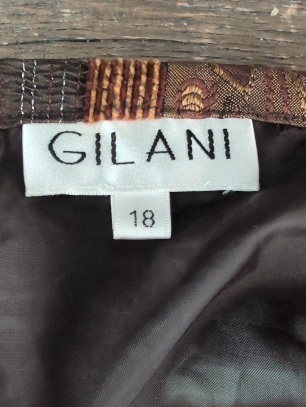 Gilani Vintage Boho Woven Midi Skirt Floral Stripe Earth Tones A-Line Size 18 - Picture 12 of 14